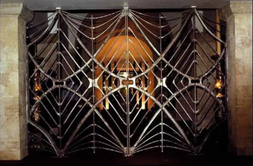 Gates for the treasury in the crypt of St Paul’s Cathedral, London, made by the artist blacksmith Alan Evans after he won a design competition in 1980